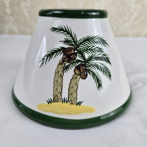Palm Tree Themed Ceramic Jarred Candle Topper or Shade and Plate - Picture 3 of 13